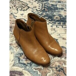 Sam Edelman Petty Saddle Brown Leather Zip Ankle Boots Booties Size 8 Womens